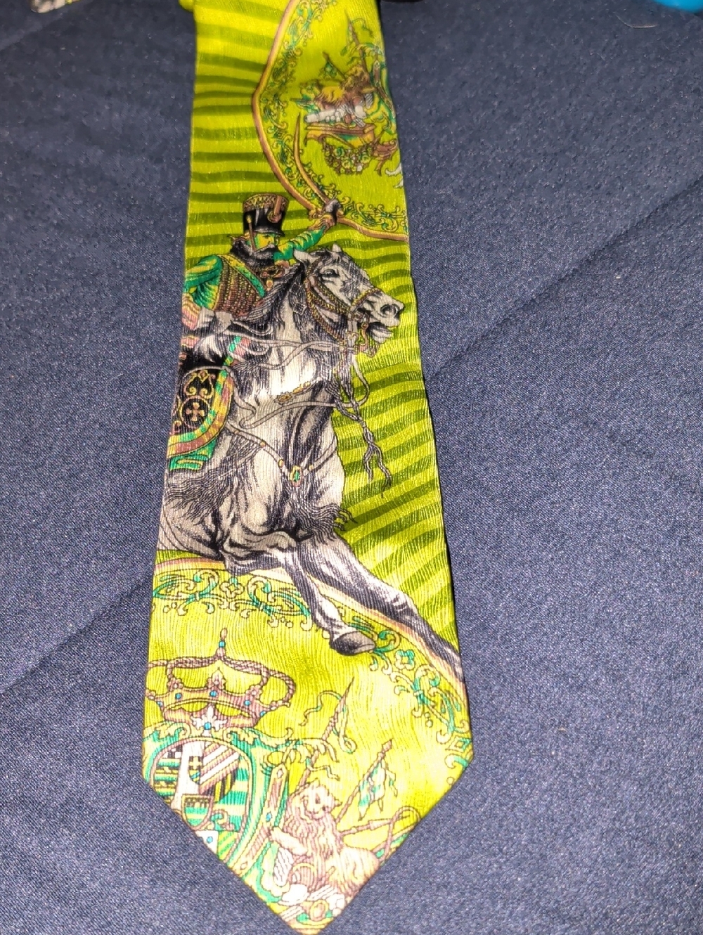 GIANNI VERSACE Tie Silk Made In Italy Green Multi EUC